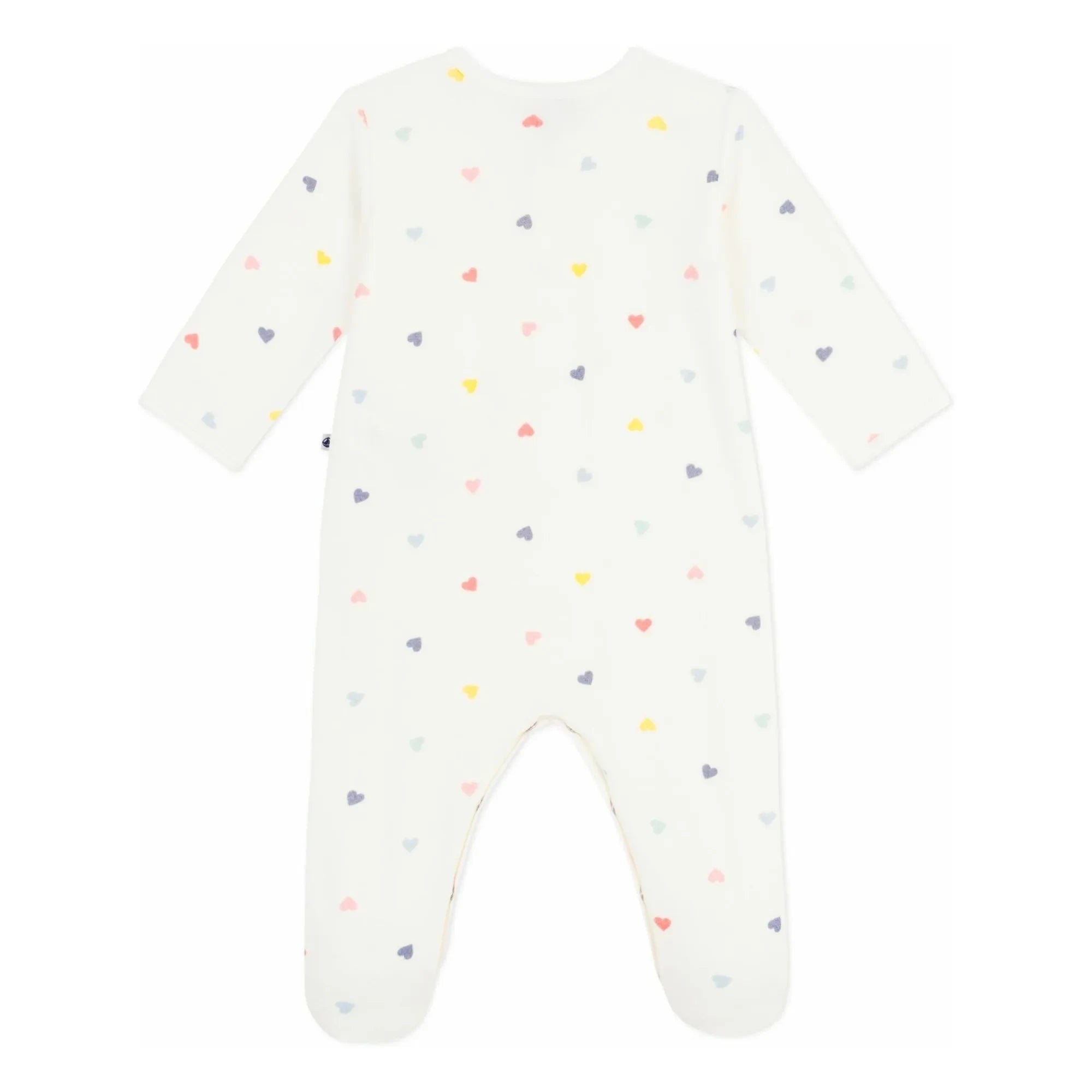 Petit Bateau - Pijama de terciopelo con corazones | Blanco