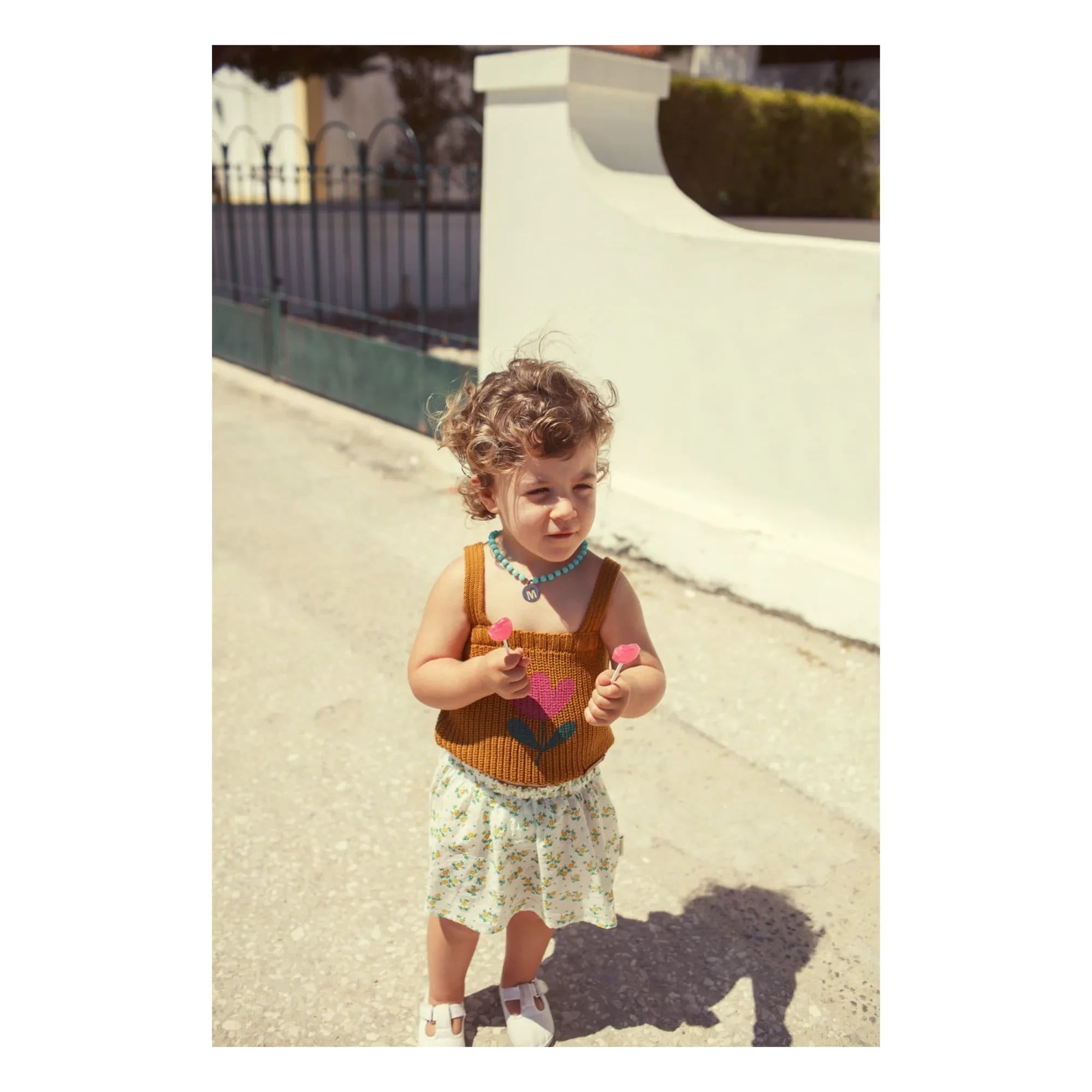 Piupiuchick - Falda corta de algodón orgánico con estampado floral | Blanco