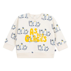 Petit Bateau - Sudadera con pingüinos patinadores | Crudo