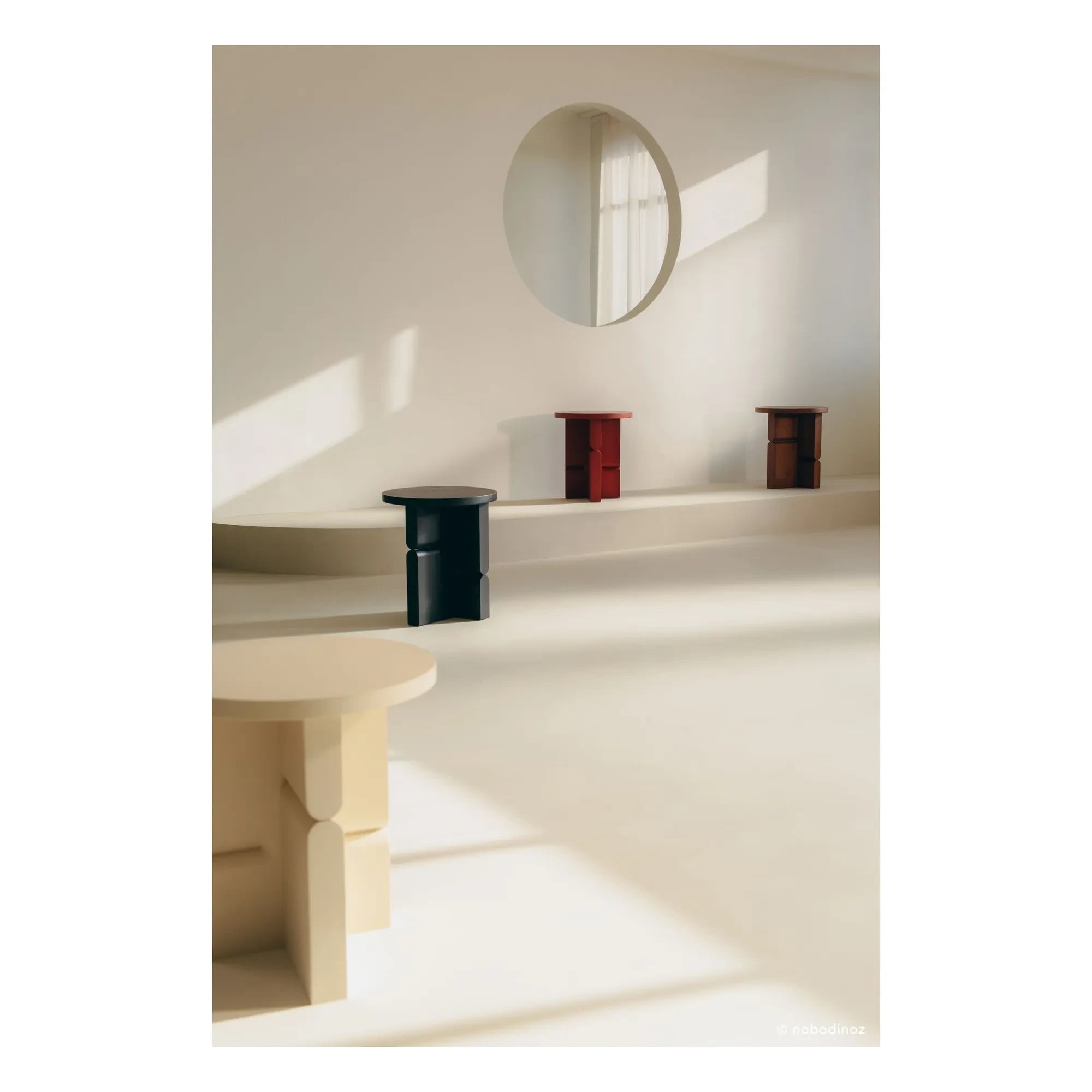 Nobodinoz - Mesita auxiliar de madera pintada de membrillo | Marfil