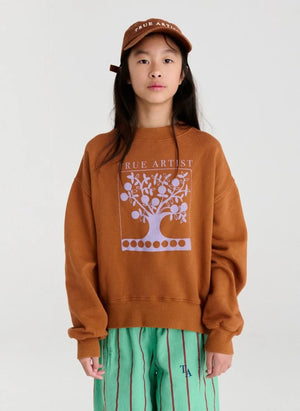 True Artist - Ex Libris organik pamuklu sweatshirt | Kahverengi