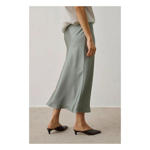 Soeur - Falda verde de lino con abertura delantera