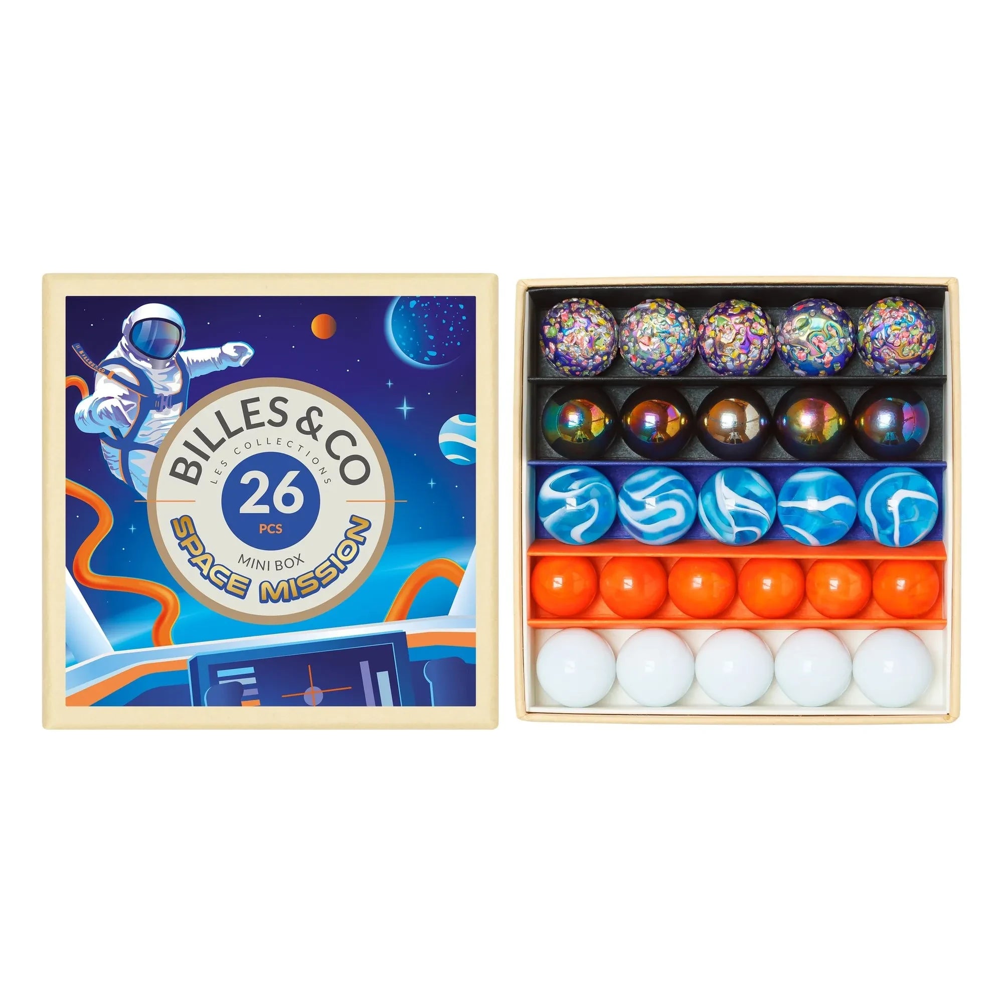 Billes & Co - Juego de canicas de misión espacial de 26 piezas