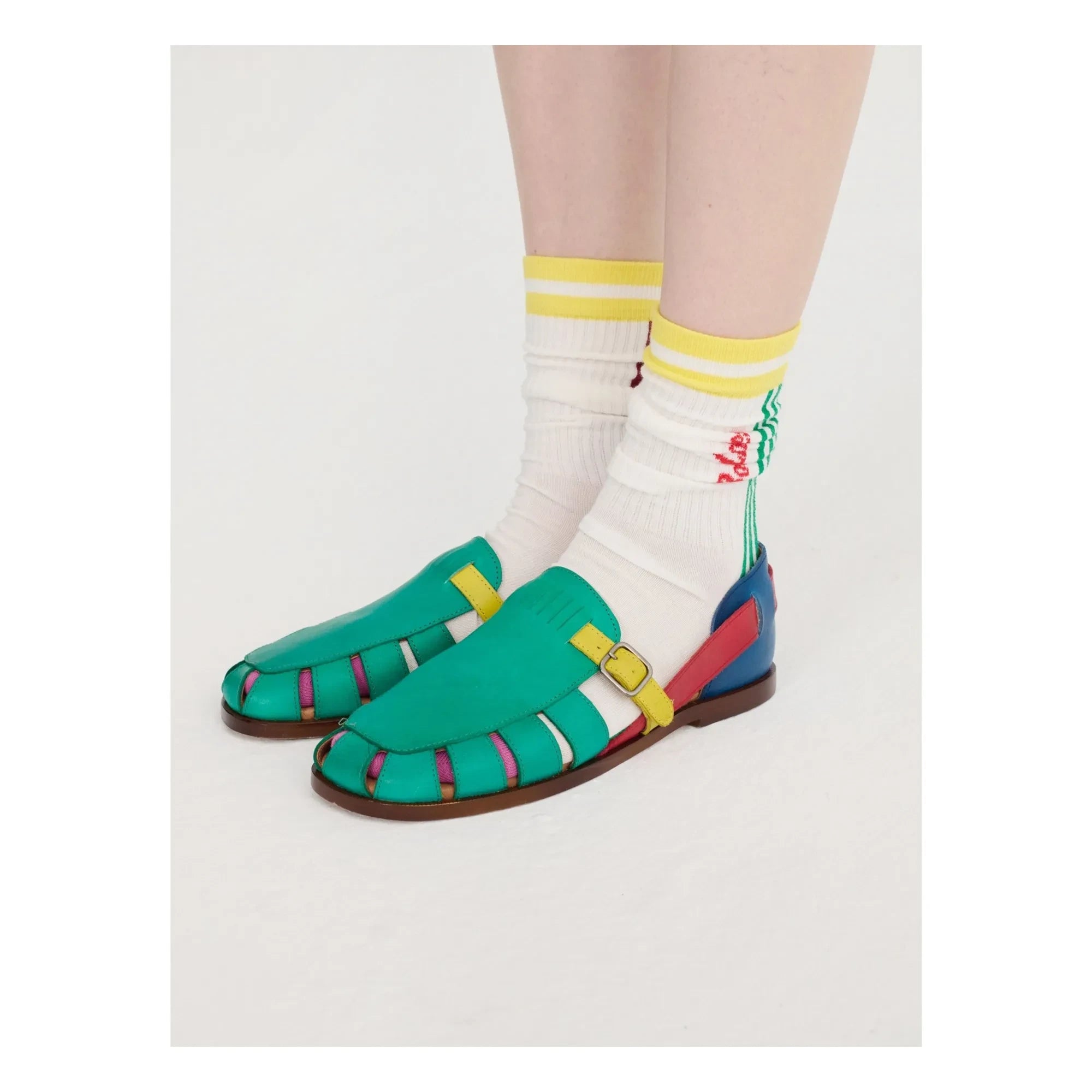 Bobo Choses - Sandalias de cuero con bloques de color | Verde