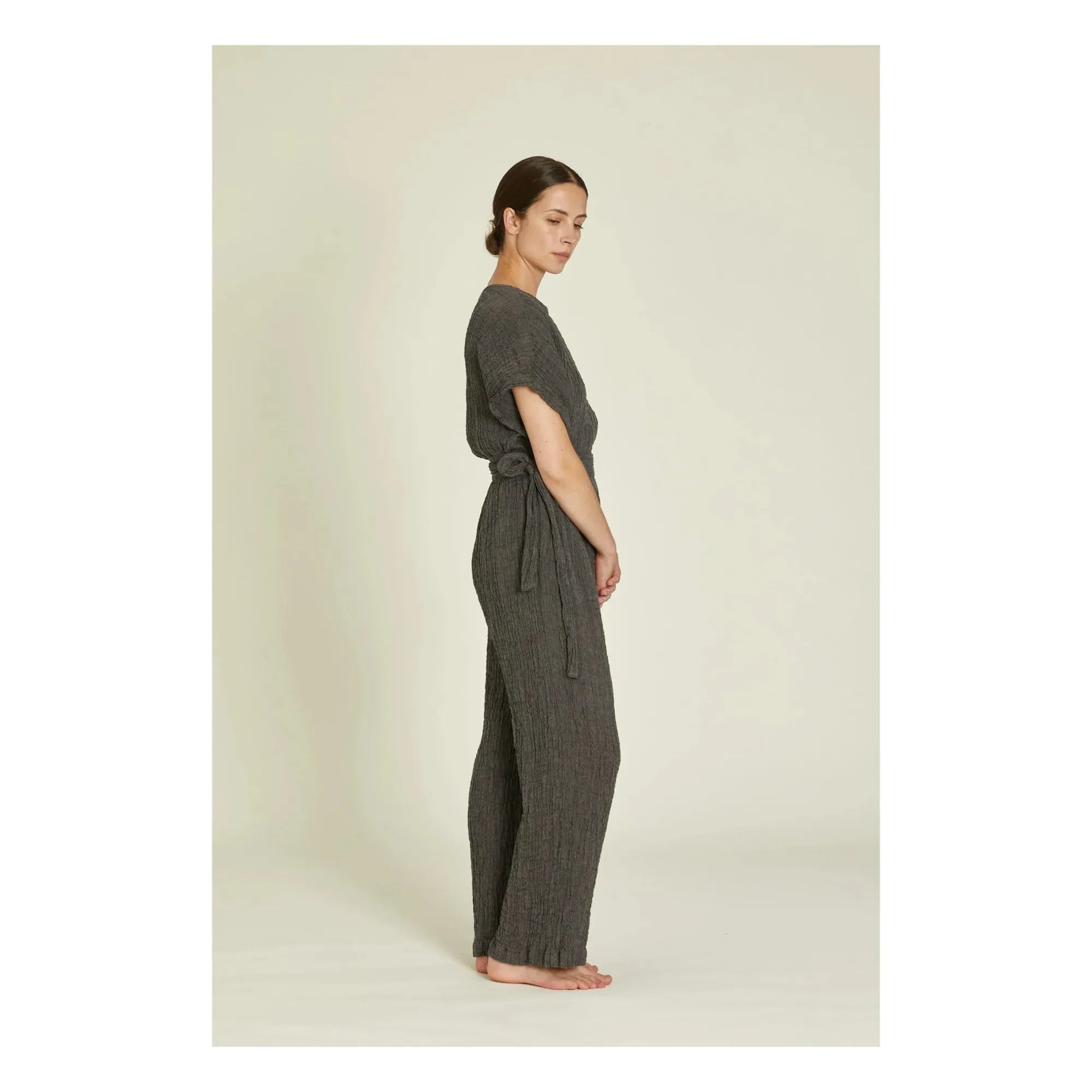 Black Crane - Top de lino básico | Gris pizarra oscuro