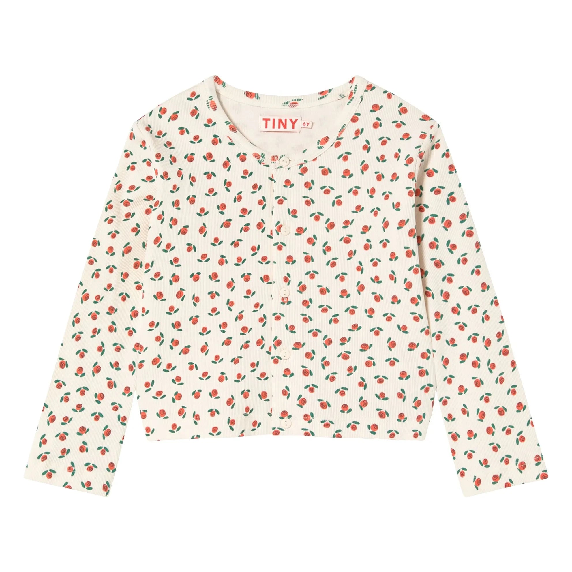 Tinycottons - Camiseta de tirantes acanalada Rosas de algodón orgánico | Blanco