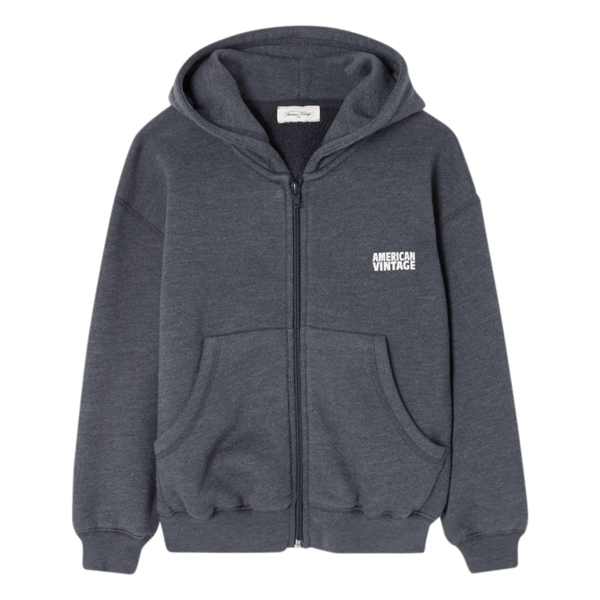 American Vintage - Sudadera Doven con cremallera | Carbón Veteado