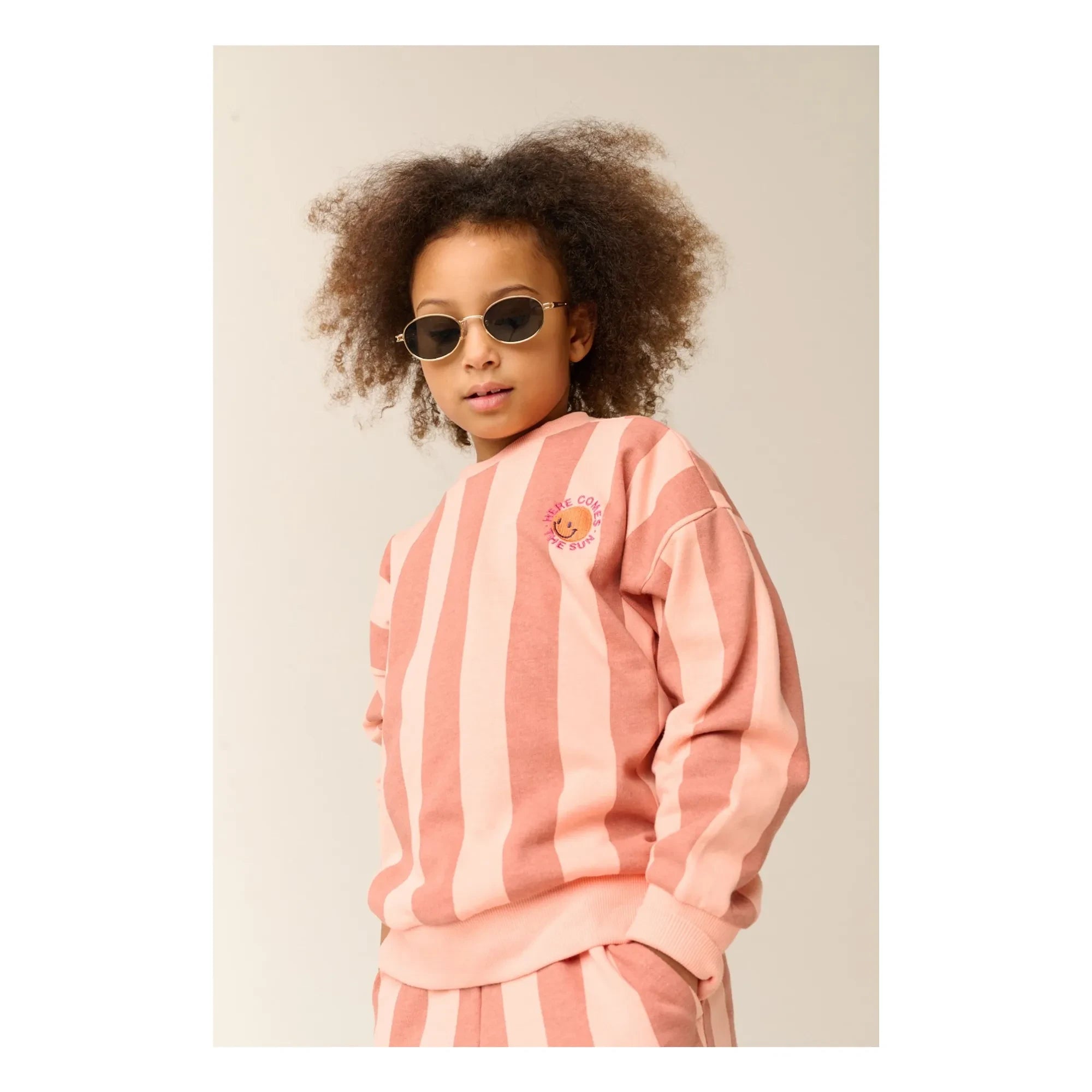 Tumble N'Dry - Sudadera oversize de algodón reciclado con rayas Coquina | Melocotón