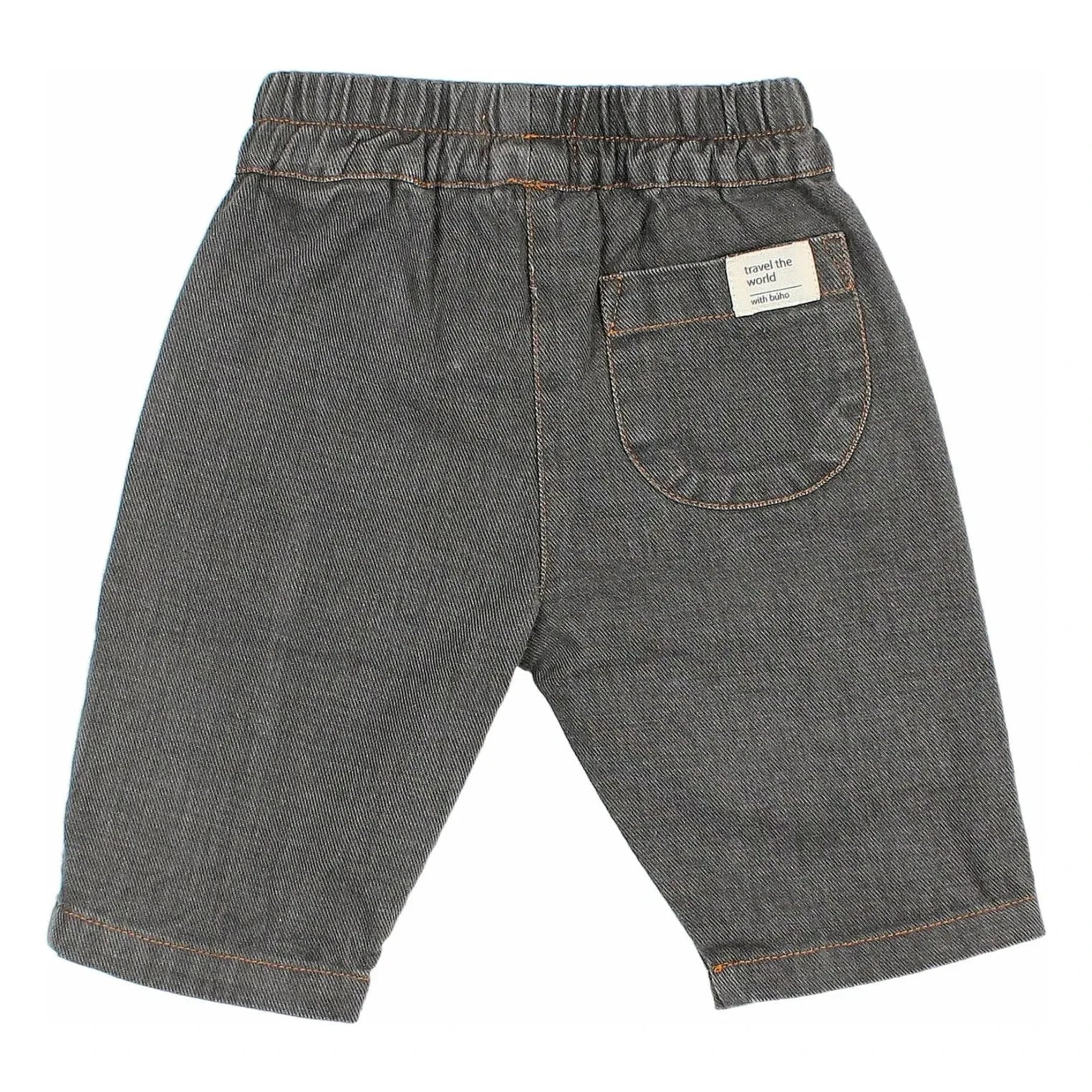 Búho - Organik Pamuklu Bebek Kot Pantolon | Denim gri