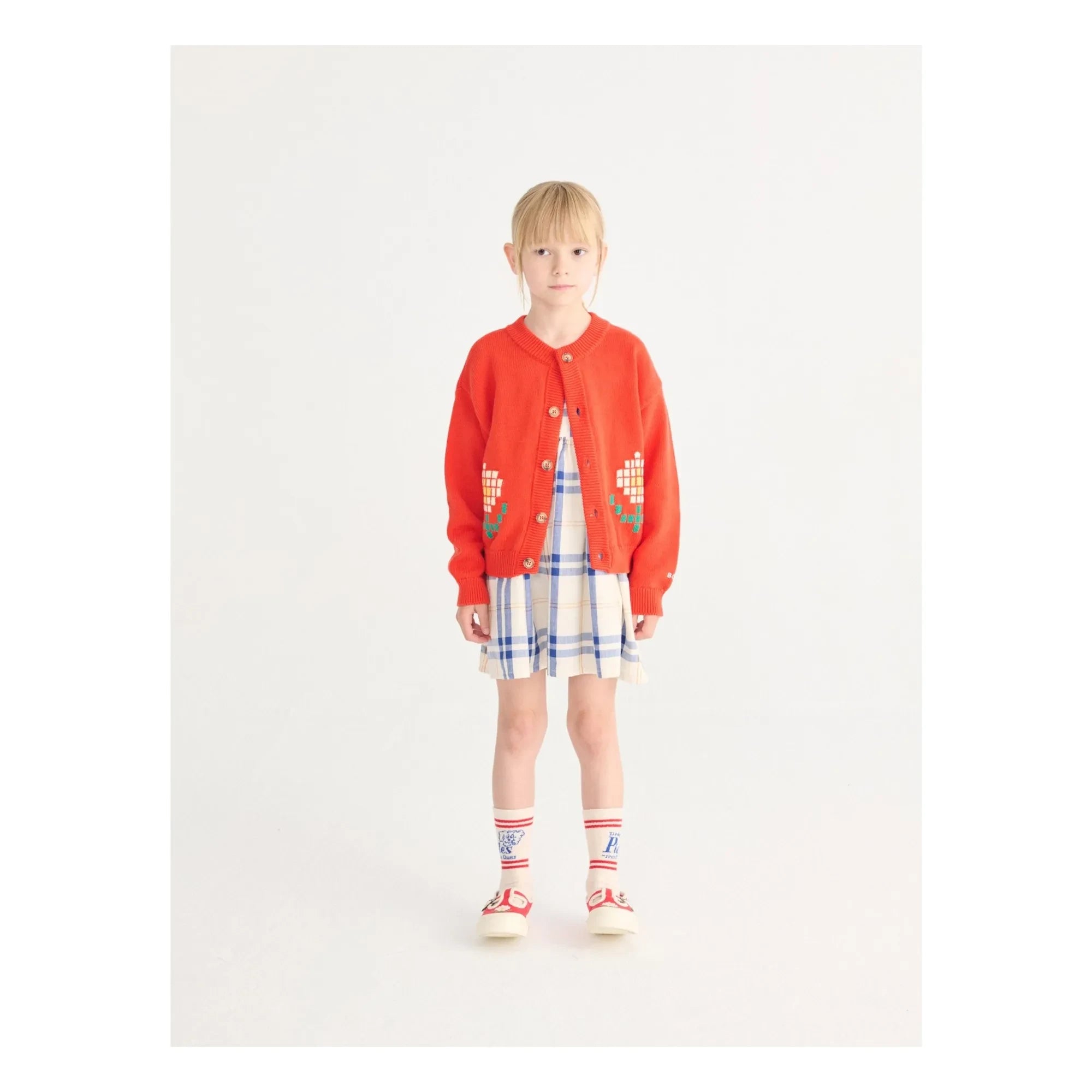 Bobo Choses - Vestido de algodón orgánico a cuadros | Crudo
