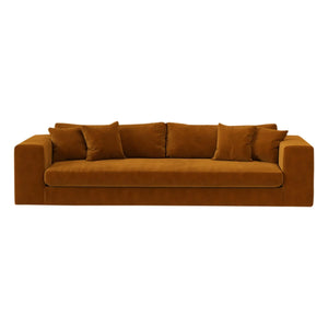 Sofá cepillado de terciopelo de 4 plazas Panac Edition - Bellechasse - 275 cm | Coñac