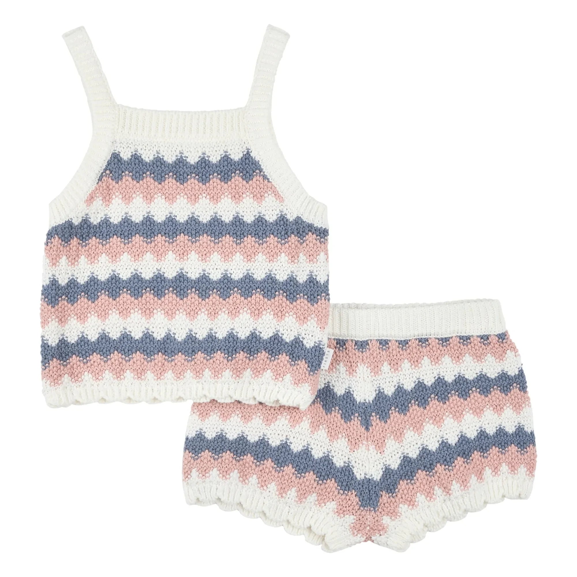 Petit Lem - Conjunto de top y shorts de ganchillo de algodón orgánico | Beige