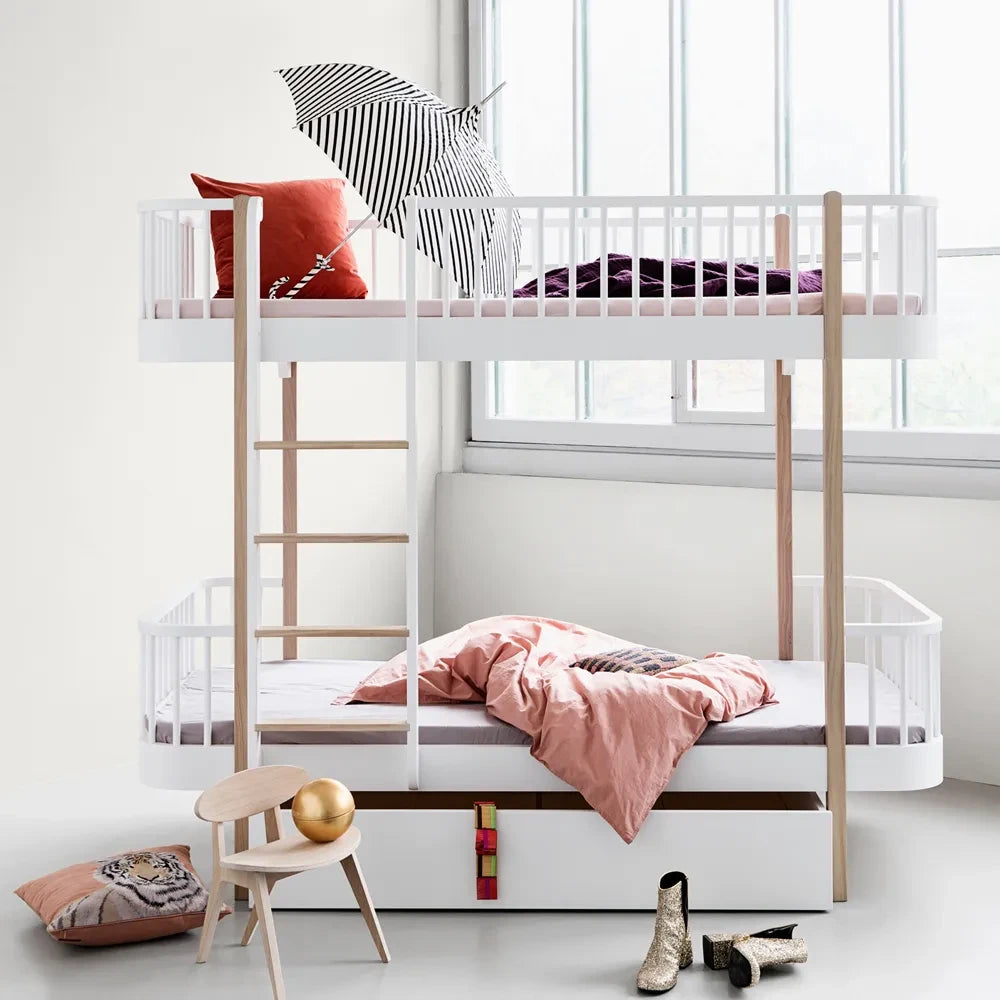 Oliver Furniture - Litera de Madera Color Roble con Escalera Frontal 90x200cm