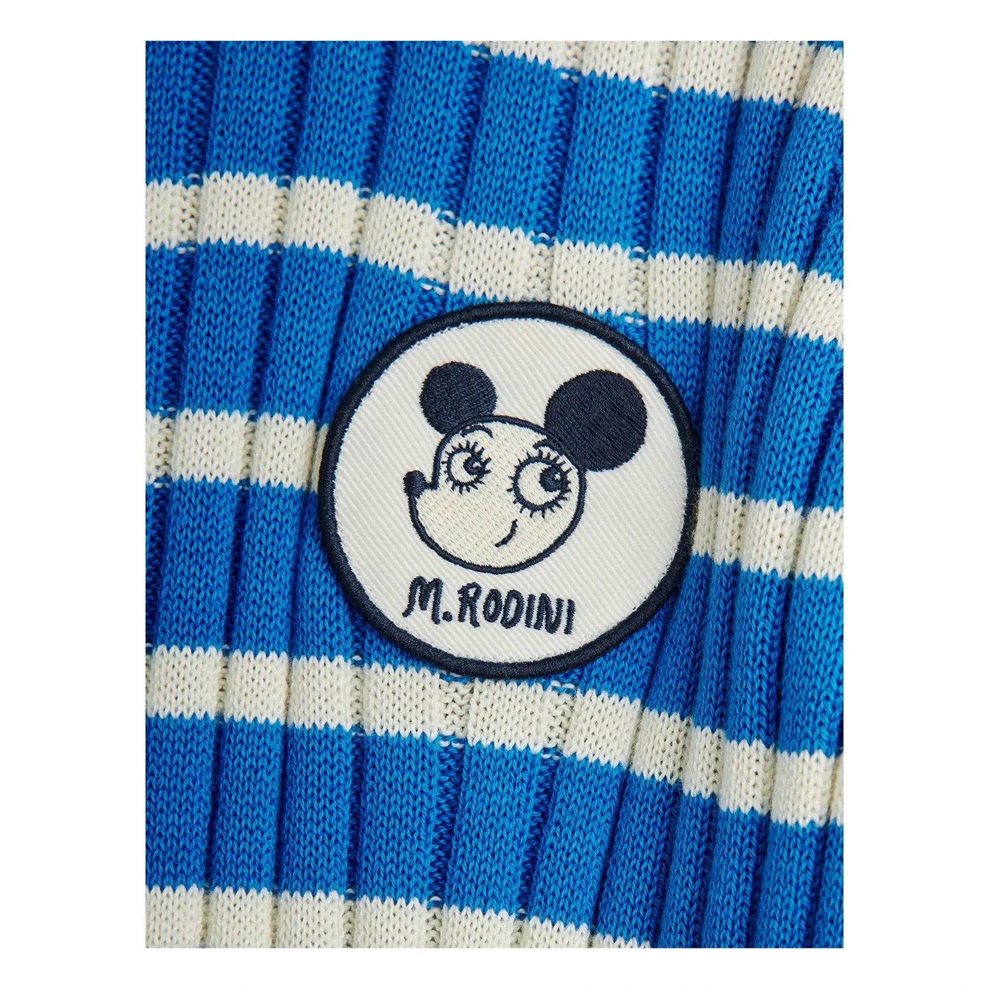 Mini Rodini - Vestido acanalado a rayas de algodón orgánico | Azul