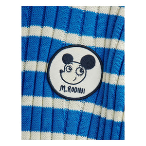 Mini Rodini - Vestido acanalado a rayas de algodón orgánico | Azul