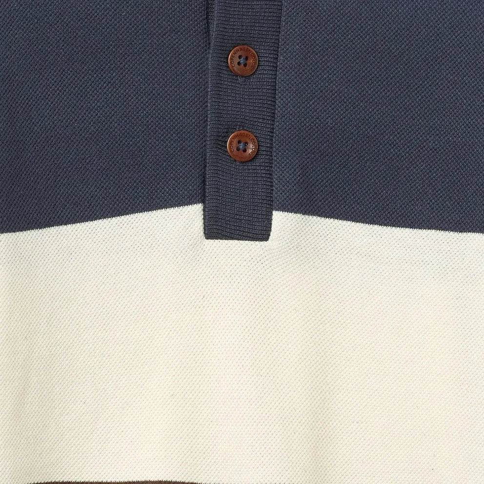 Copenhagen Colors - Polo de manga larga de algodón orgánico a rayas | Marrón