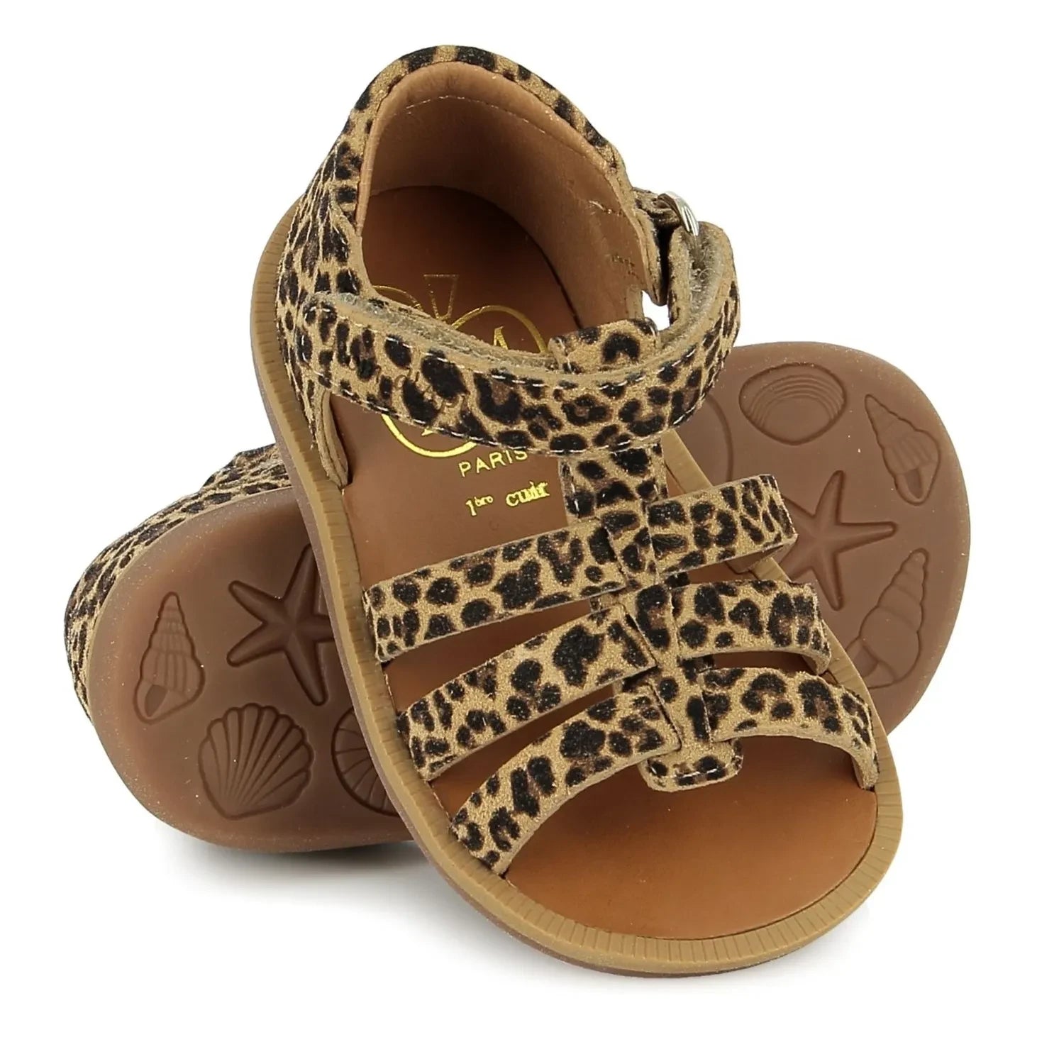 Pom d'Api - Sandalias de Leopardo con Correa Poppy | Marrón