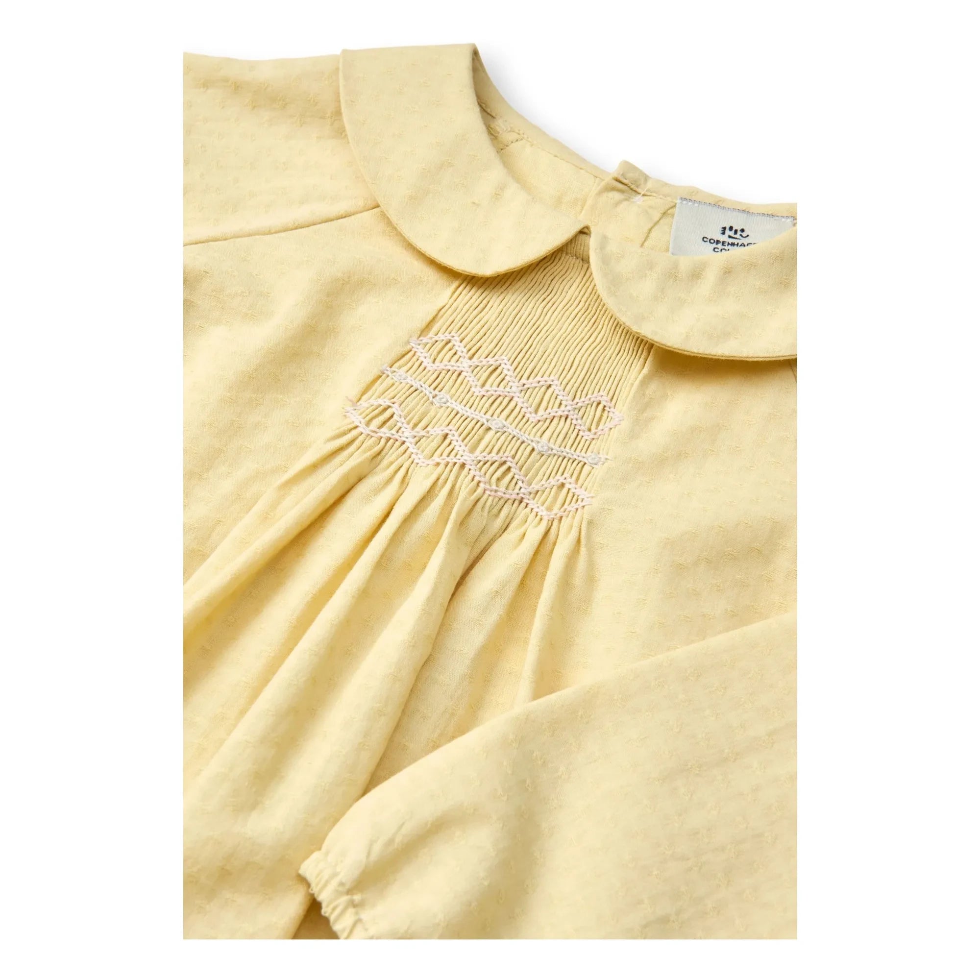 Copenhagen Colors - Blusa fruncida de algodón orgánico | Amarillo pálido