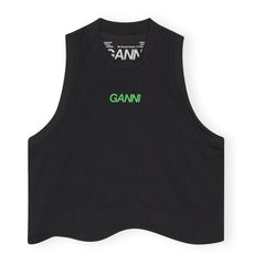Ganni - Top de malla activa con material reciclado | Negro