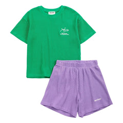 Bobo Choses - Conjunto de camiseta y pantalón corto de algodón orgánico con cocodrilo | Verde