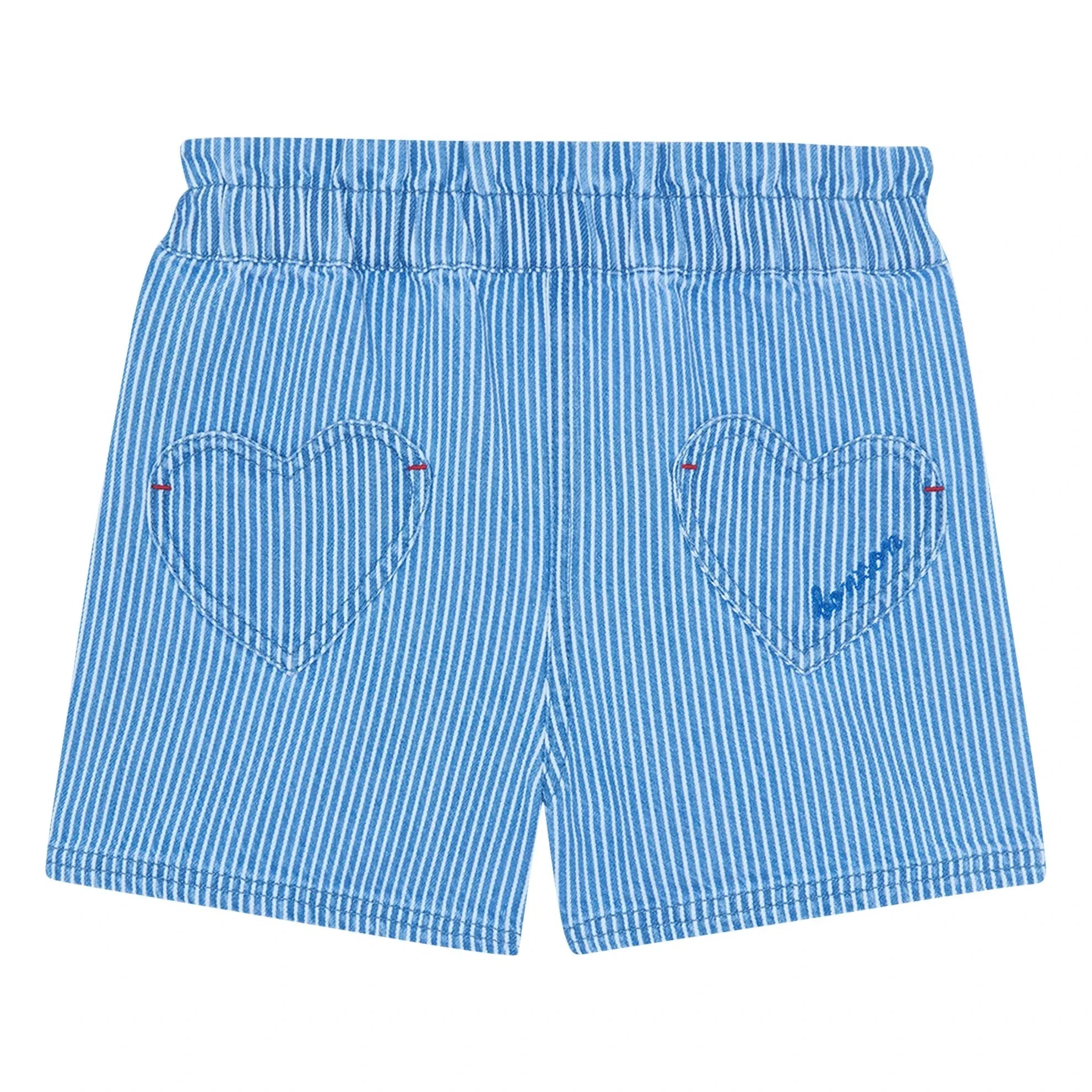 Bonton - Shorts con bolsillos en forma de corazón a rayas Melanie | Azul