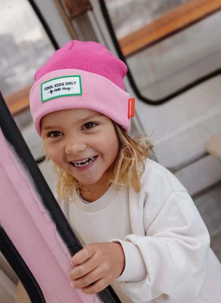 Hello Hossy - Gorro de algodón orgánico con bloques de color | Rosa