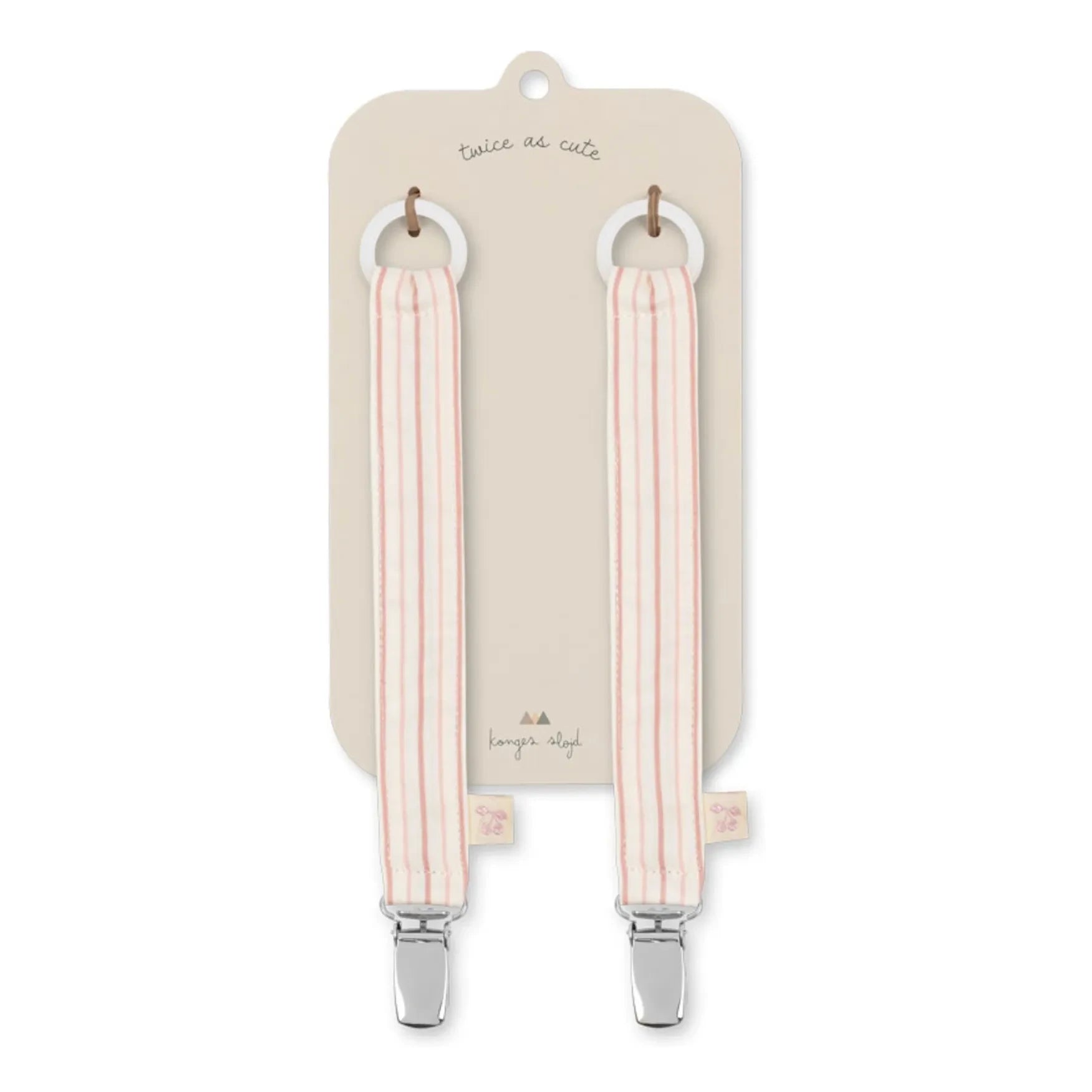 Konges Sløjd - Cadenas para chupete Stripie - Juego de 2 | Rosa