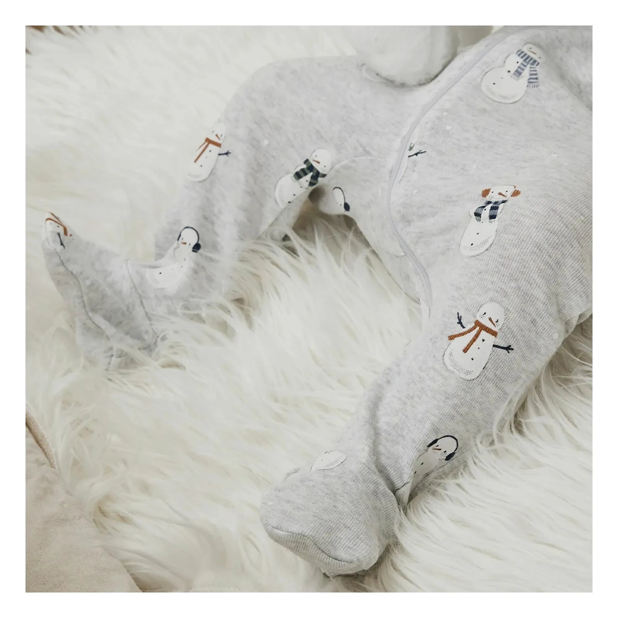 Petit Lem - Pijama con pies Muñecos de nieve Algodón orgánico | Gris