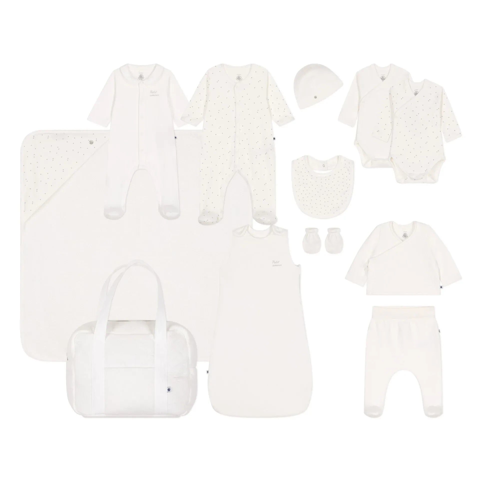 Petit Bateau - Maleta de maternidad Corazones Algodón orgánico | Crudo