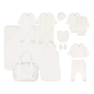 Petit Bateau - Maleta de maternidad Corazones Algodón orgánico | Crudo