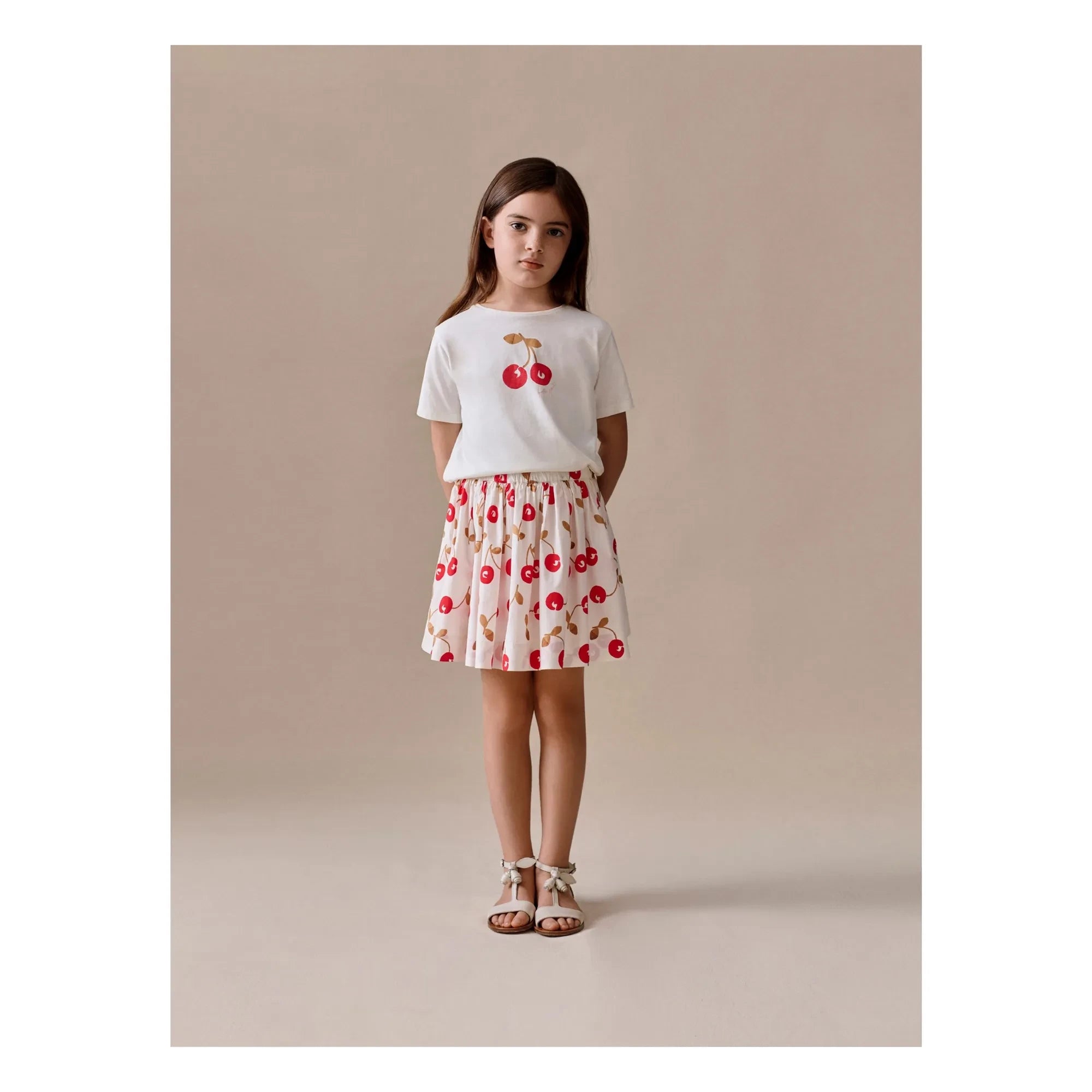 Bonpoint - Falda Suzon con cerezas de algodón orgánico | Blanco