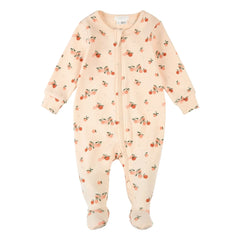 Petit Lem - Pijama con pies acanalado Cítricos Algodón Orgánico | Rosa pálido