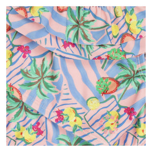 Tumble N'Dry - Bañador con Volantes y Estampado de Palmeras (Bahia Palm), Fibras Recicladas | Azul claro