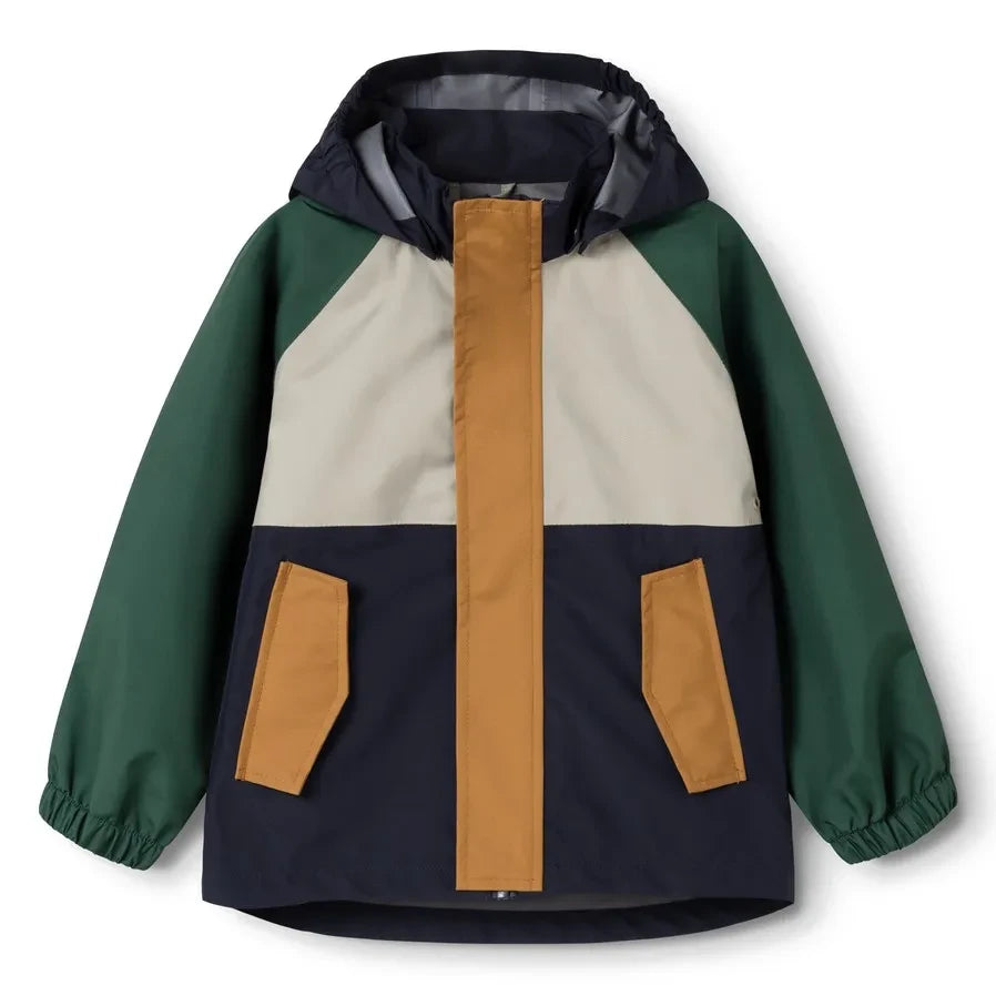 Liewood - Pedia Set impermeable de fibra reciclada con bloques de color | Verde oscuro
