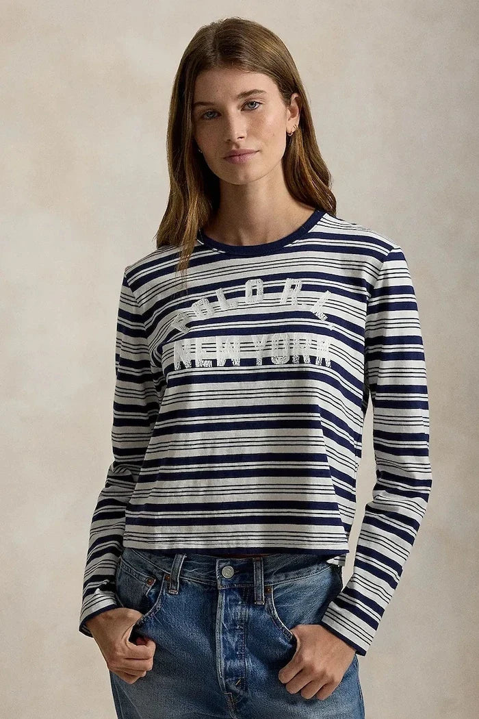 Blusa de algodón de manga larga Polo Ralph Lauren para mujer
