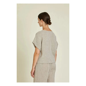 Black Crane - Top Básico de Lino | Gris Claro