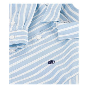 Petit Bateau - Camisa de popelín de algodón orgánico a rayas | Azul