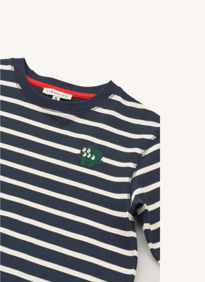 Liewood - Tyler Camiseta de Algodón Orgánico a Rayas | Azul Marino