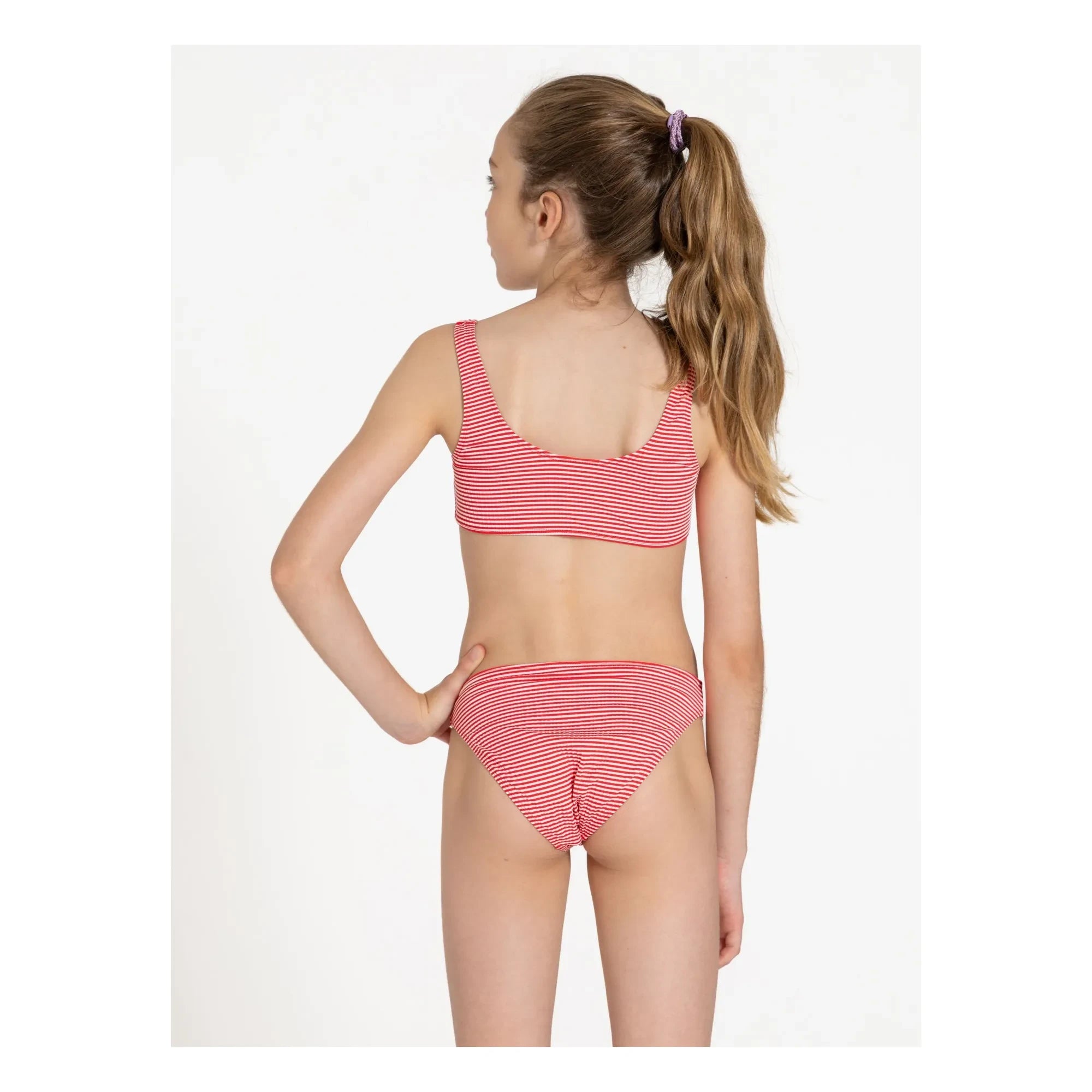 Traje de baño a rayas para niños pequeños | Rojo cereza