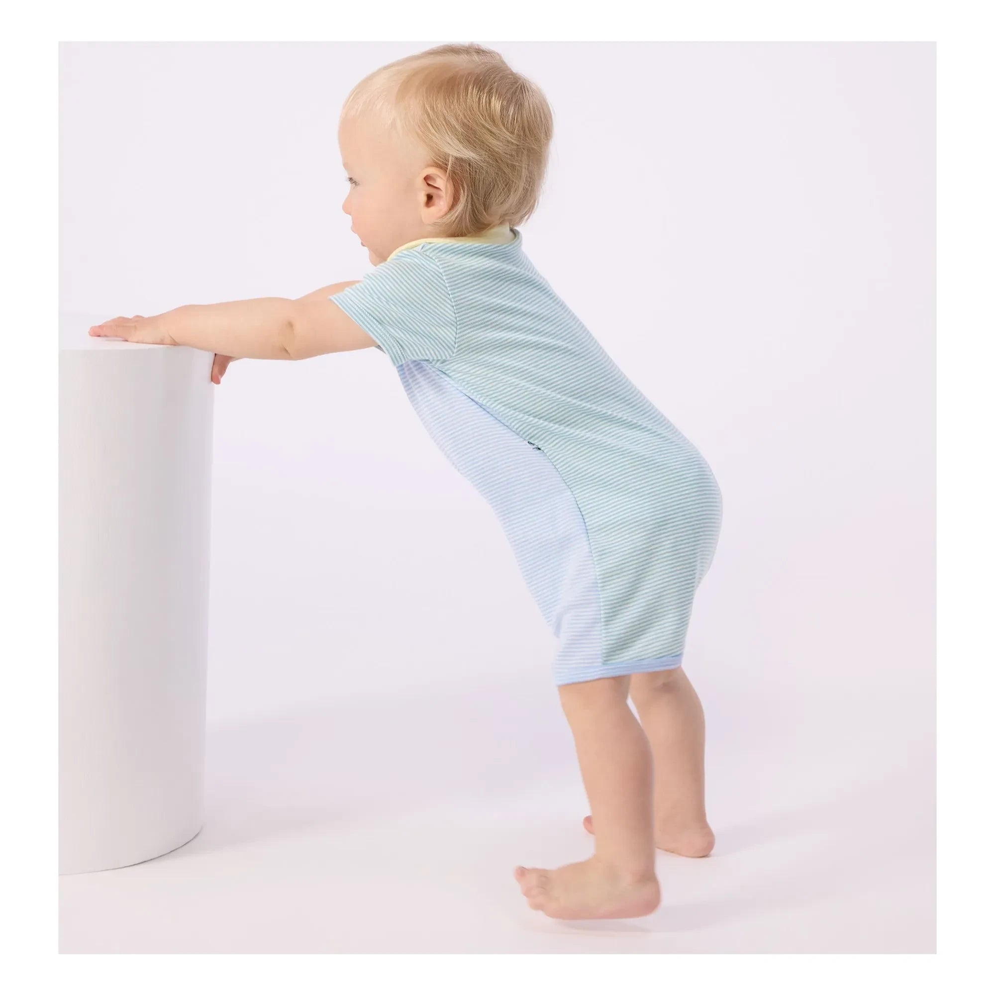 Petit Bateau - Pijama Mono Corto de Rayas | Azul