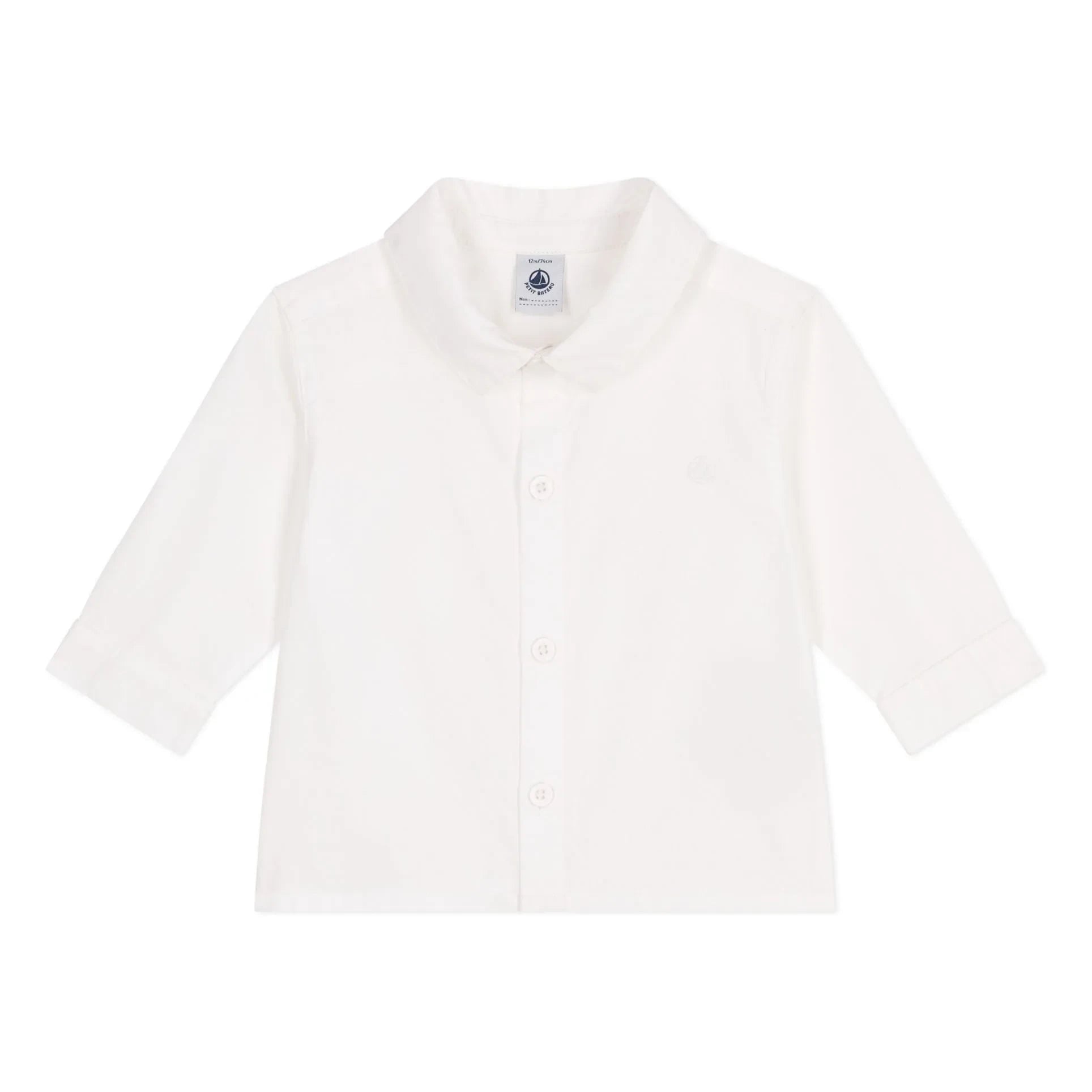 Petit Bateau - Camisa de Algodón Orgánico para Bautizo | Blanco