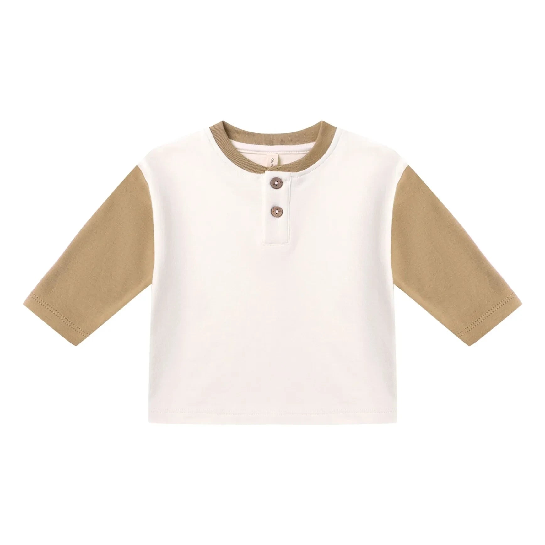 Quincy Mae - Camiseta Henley de algodón orgánico | Marfil
