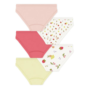 Petit Bateau - Lote de 5 Braguitas con Estampado de Frutas | Rosa