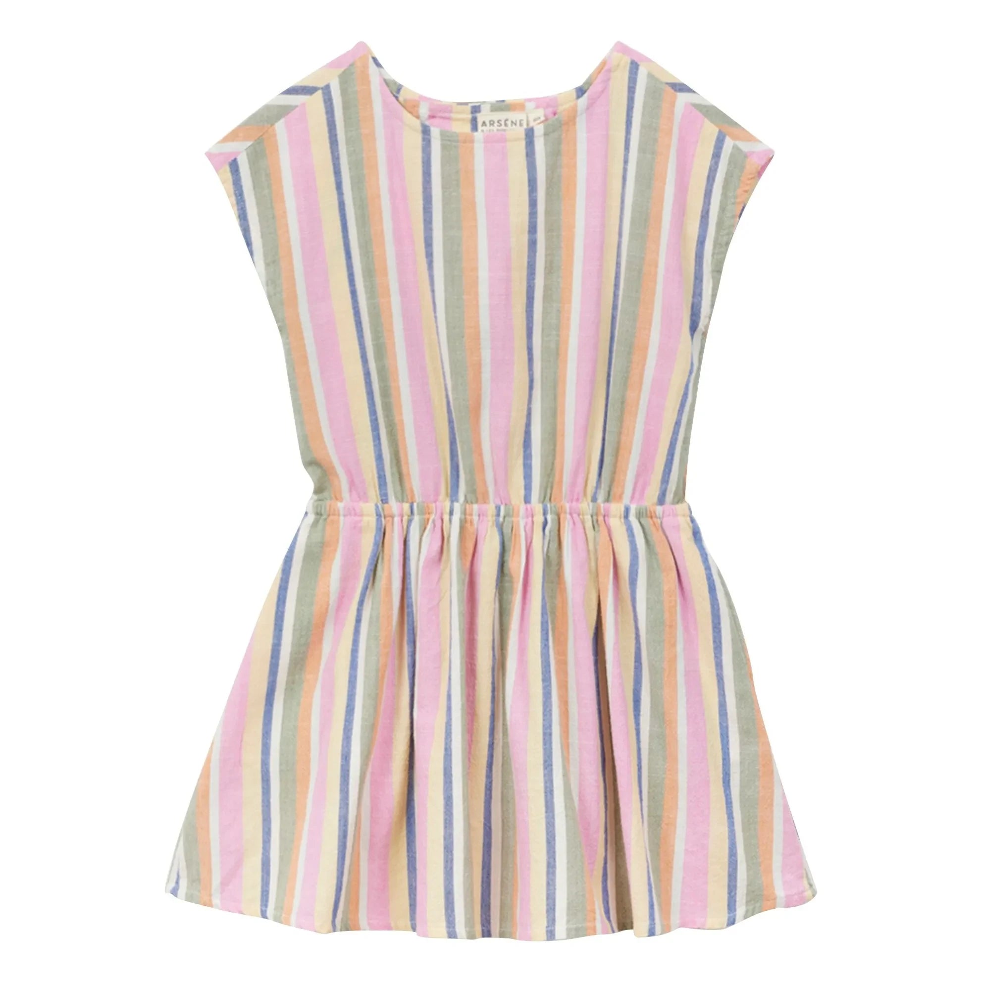 Arsène et Les Pipelettes - Vestido de Algodón Orgánico a Rayas de Gasa | Rosa