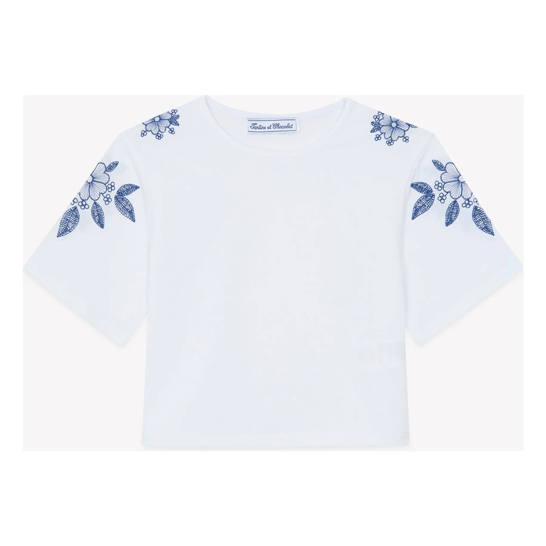 Tartine et Chocolat - Camiseta bordada con flores | Blanco