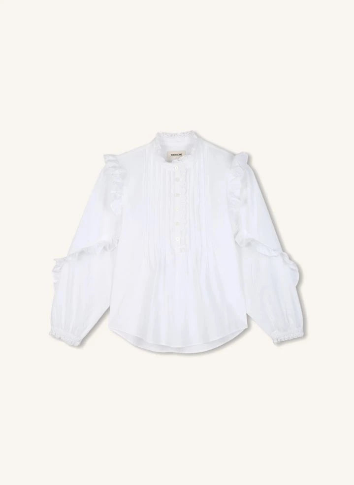 Zadig & Voltaire - Blusa Gisele con Volantes | Blanco