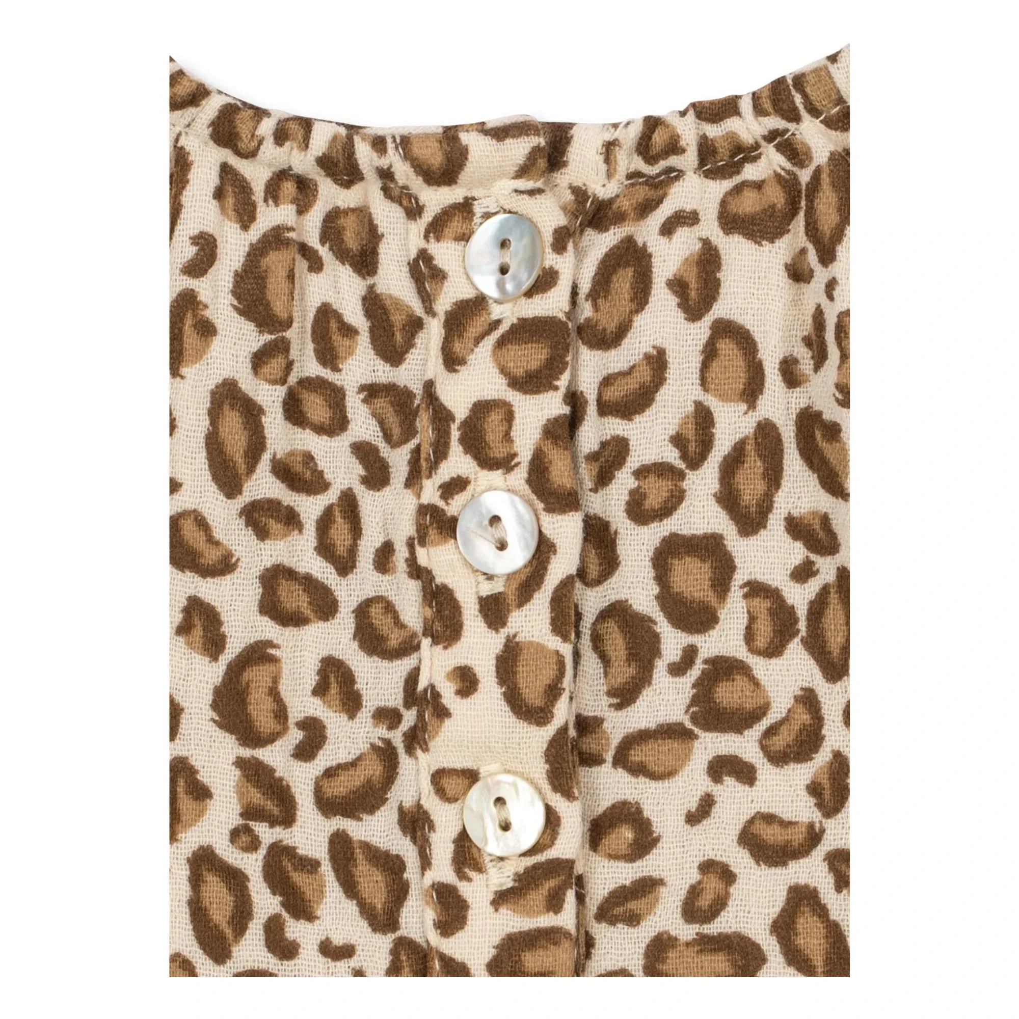 Konges Sløjd - Blusa de algodón orgánico Coco Leopardo | Marrón