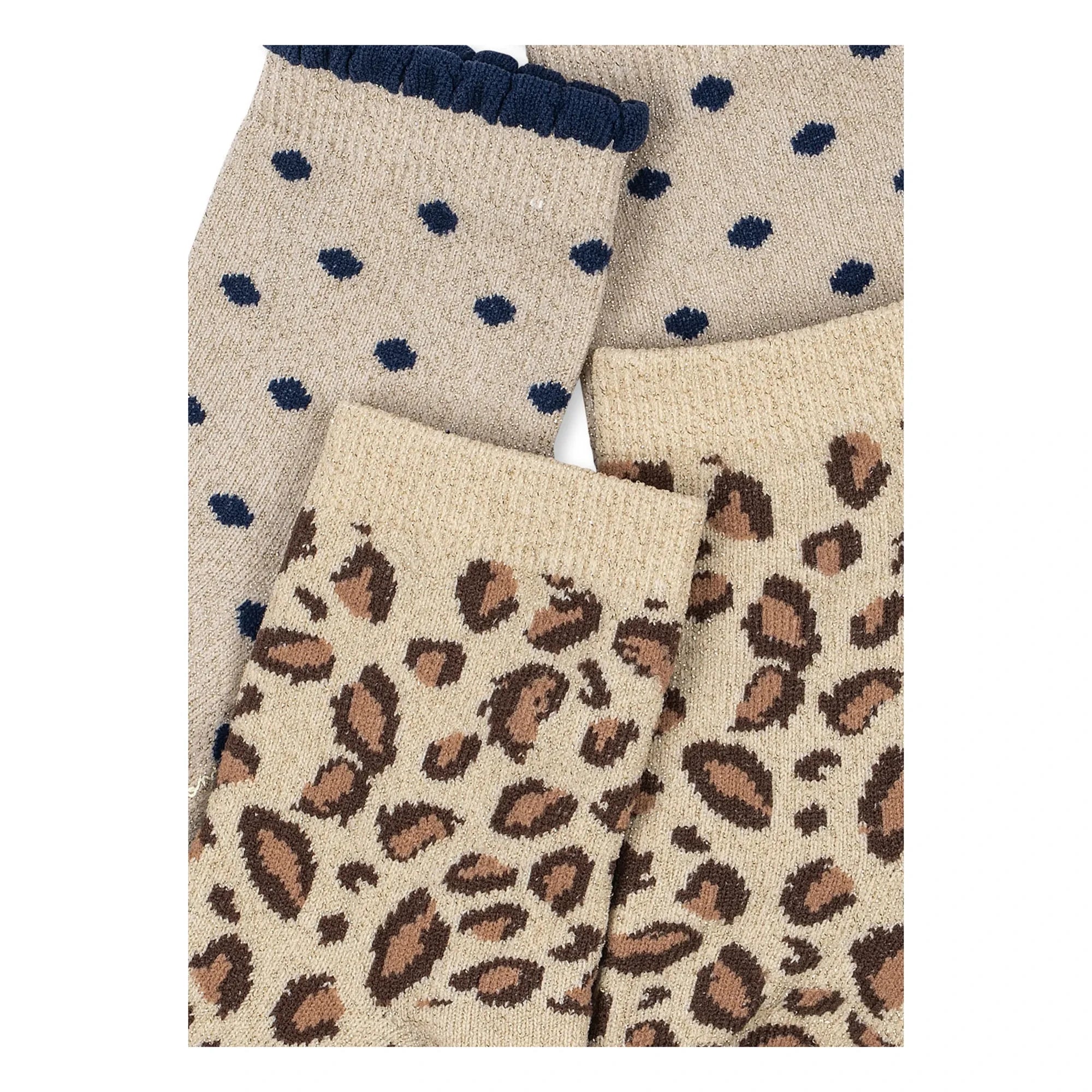 Konges Sløjd - Set de 2 pares de calcetines de leopardo | Beige