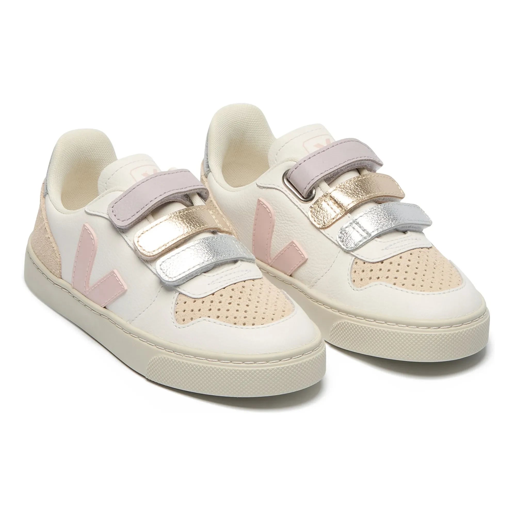 Veja - Zapatillas V-10 de piel con arañazos en la puntera | Marfil