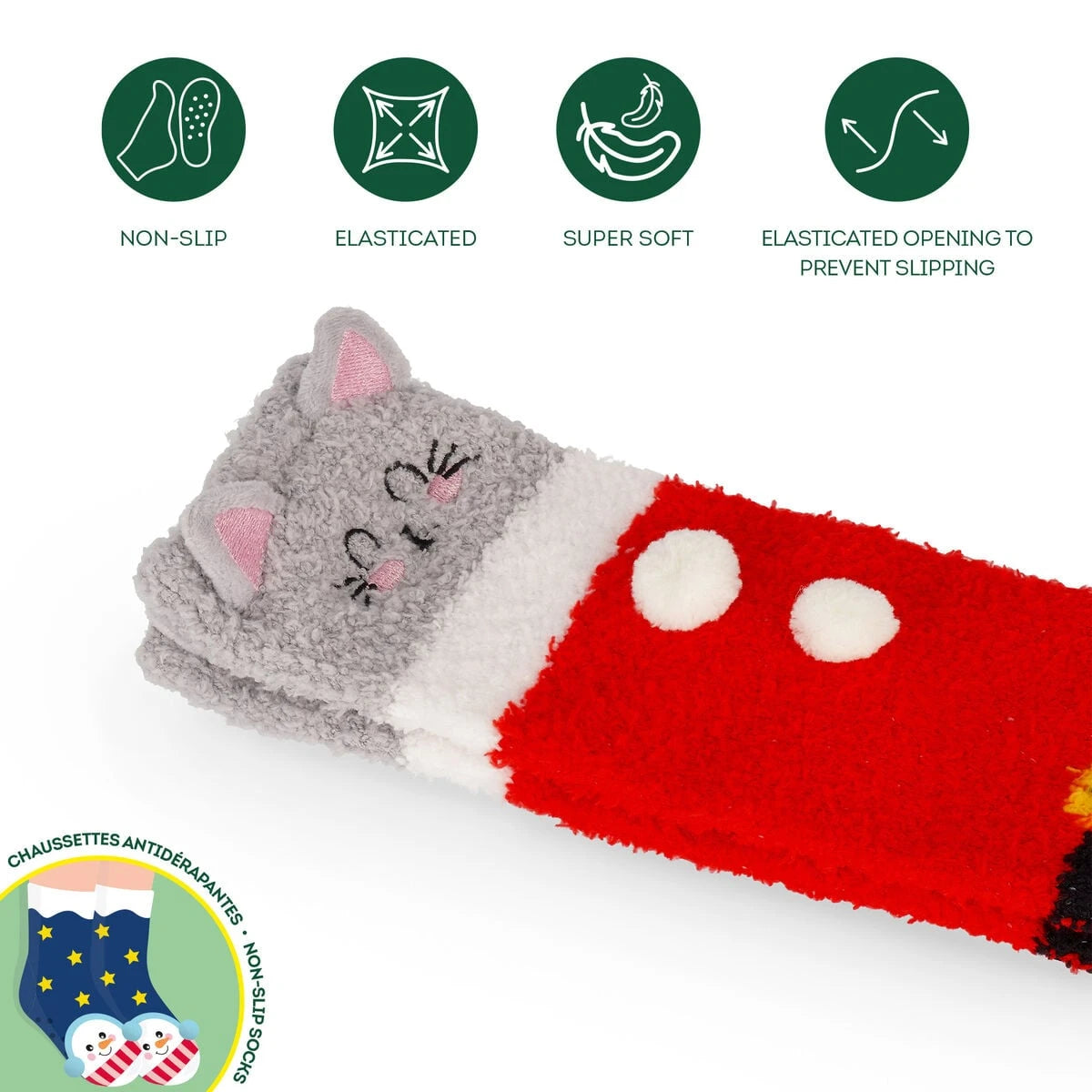 Legami - Calcetines de Navidad para adultos Kitty Santa - ¡Una combinación perfecta!